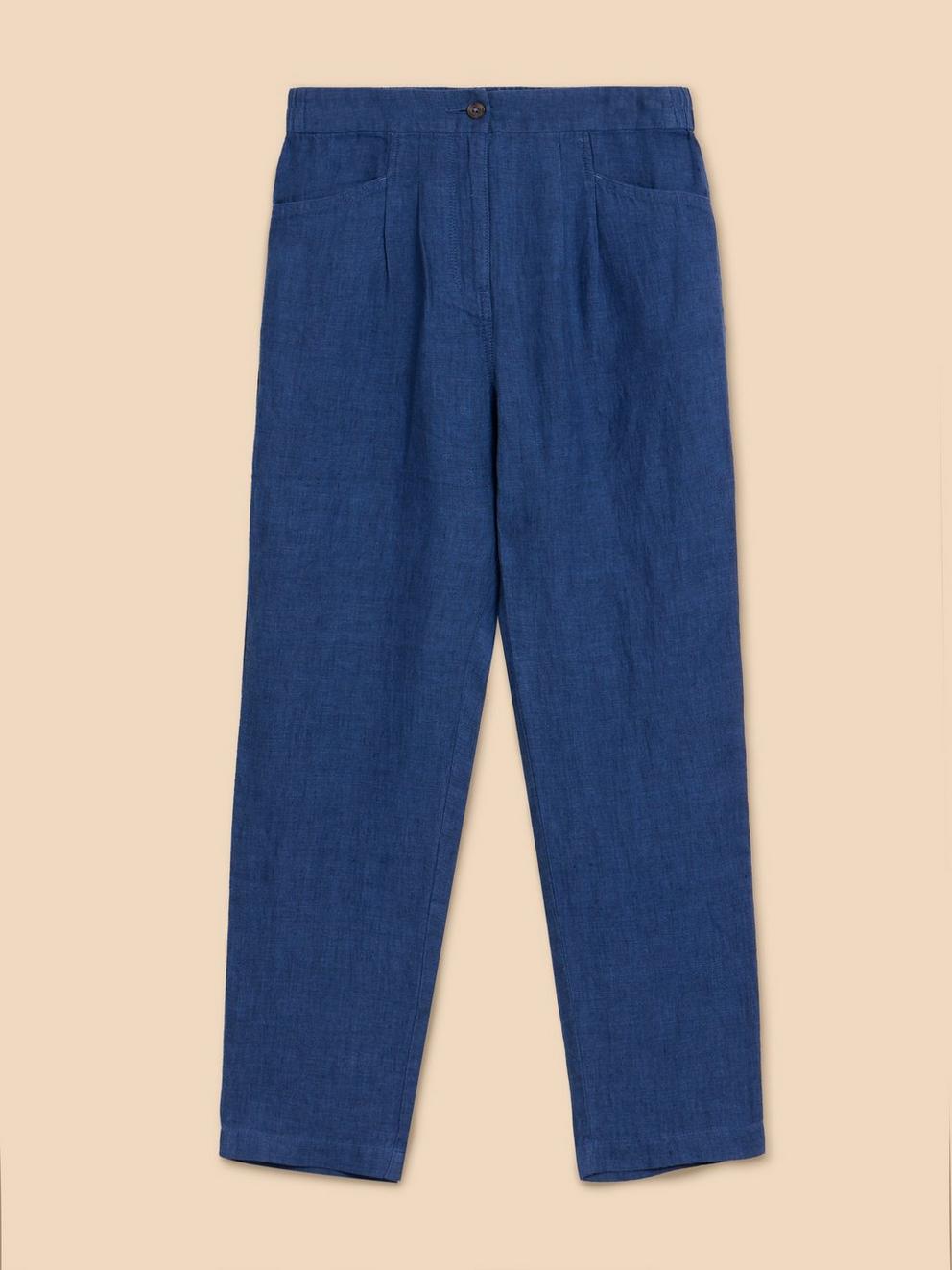 Linen Rowena Trousers in DARK NAVY - FLAT FRONT