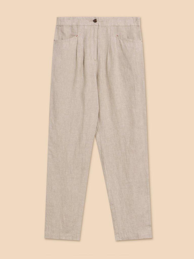 Linen Rowena Trousers in LGT NAT - FLAT FRONT
