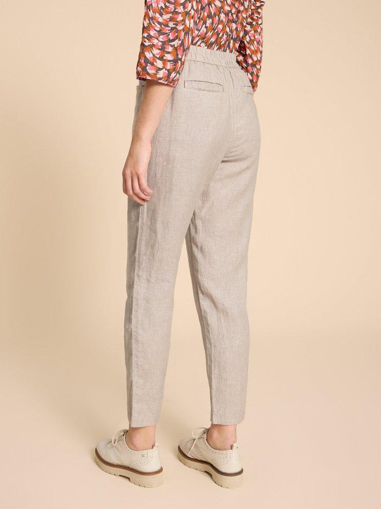 Linen Rowena Trousers in LGT NAT - MODEL BACK