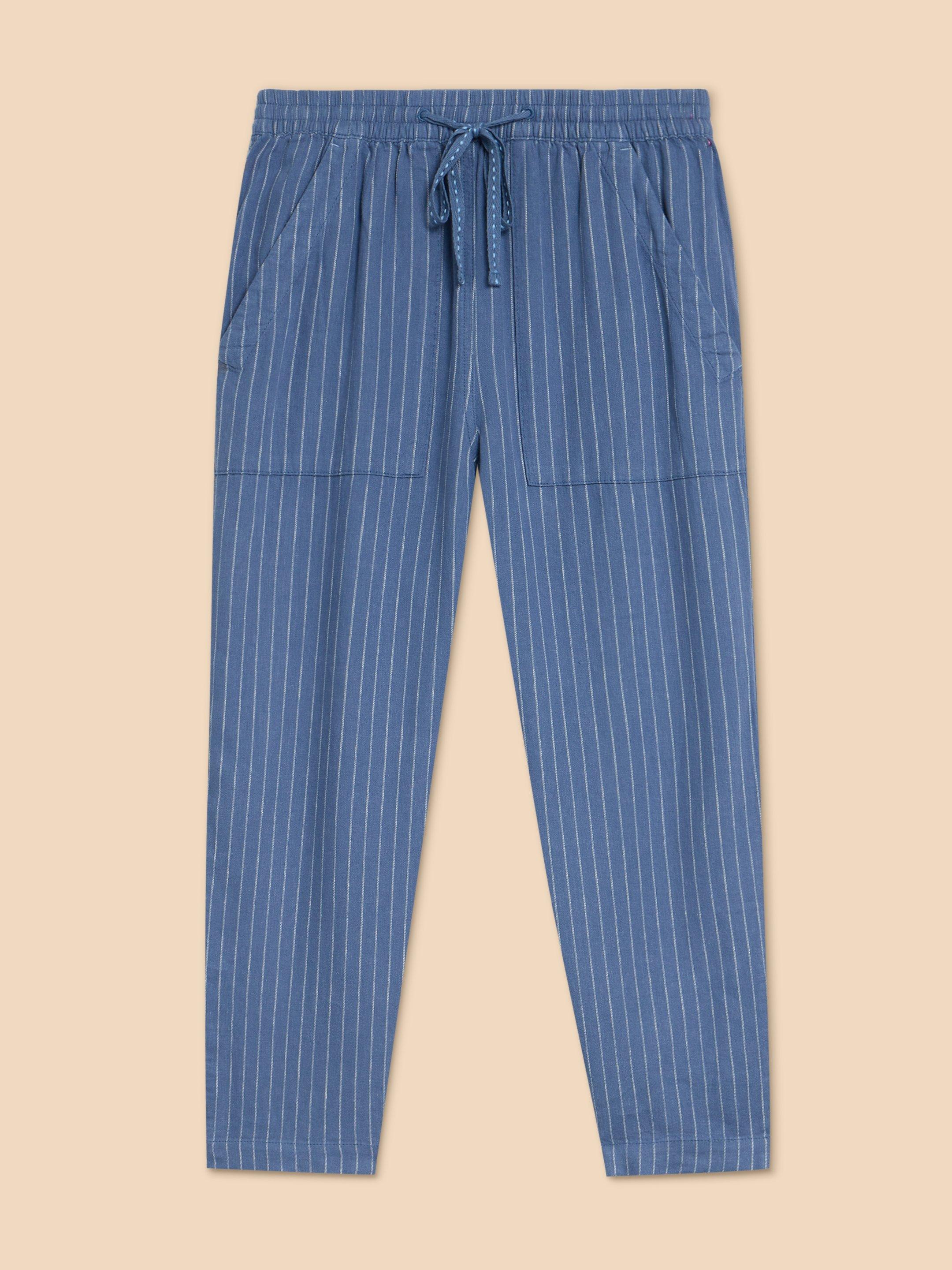 Elle Linen Blend Trouser in BLUE MULTI | White Stuff