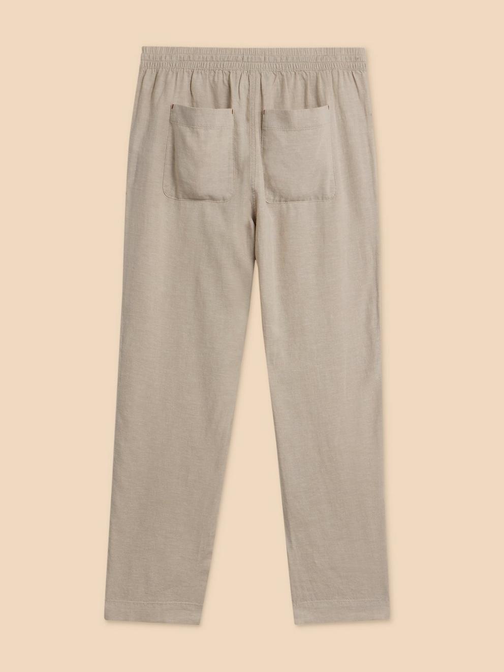 Elle Linen Blend Trouser in LGT NAT - FLAT BACK