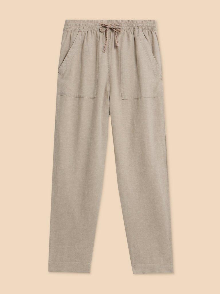 Elle Linen Blend Trouser in LGT NAT - FLAT FRONT