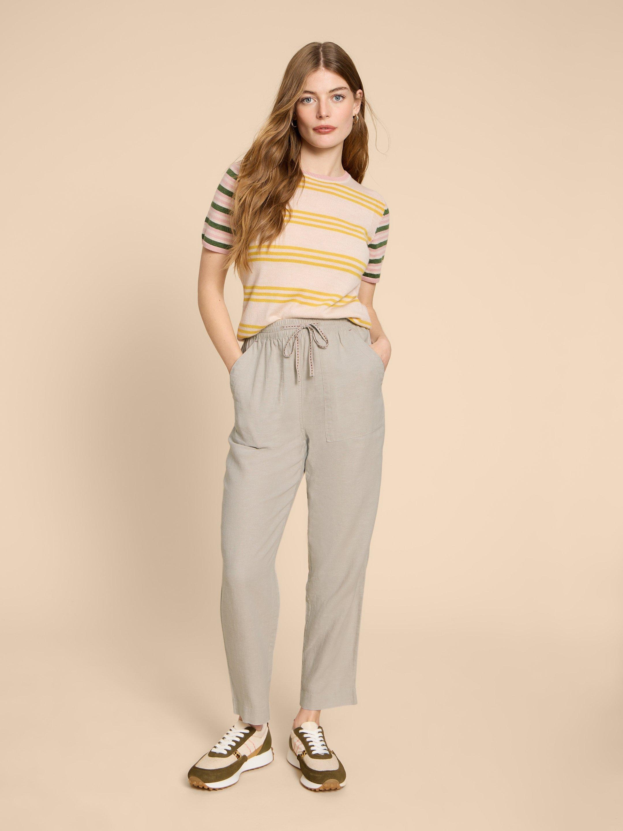 Beige linen hot sale trousers womens