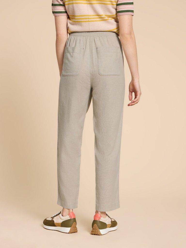 Elle Linen Blend Trouser in LGT NAT - MODEL BACK