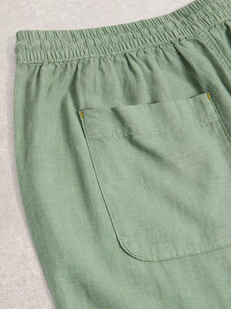 Elle Linen Blend Trouser in MID GREEN - FLAT DETAIL