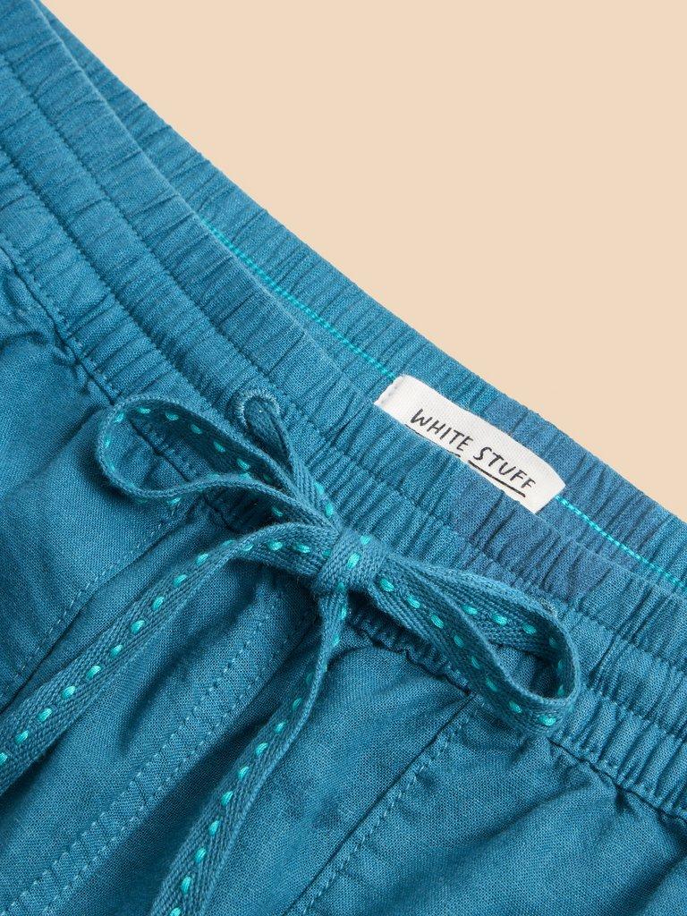 Elle Linen Blend Trouser in MID TEAL - FLAT DETAIL