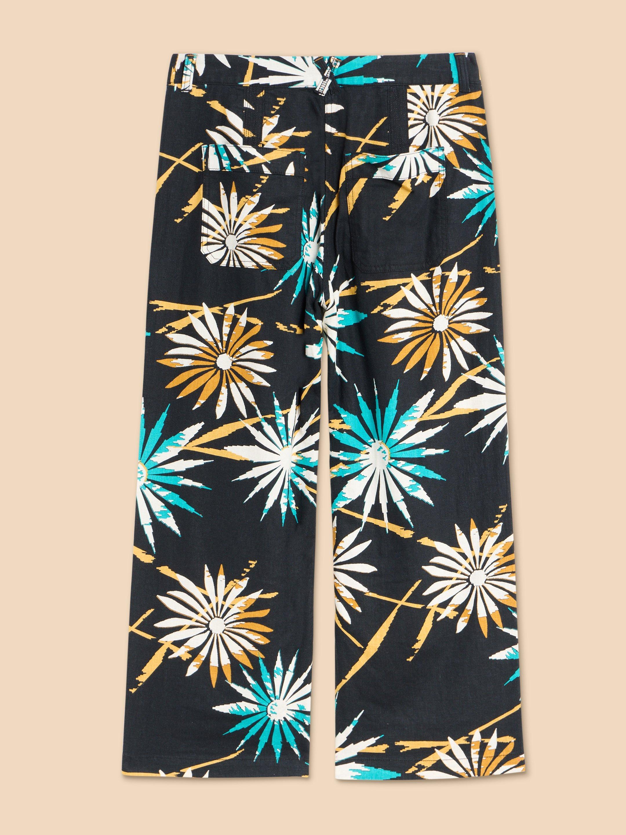 Harper Linen Blend Trouser in BLK PR - FLAT BACK
