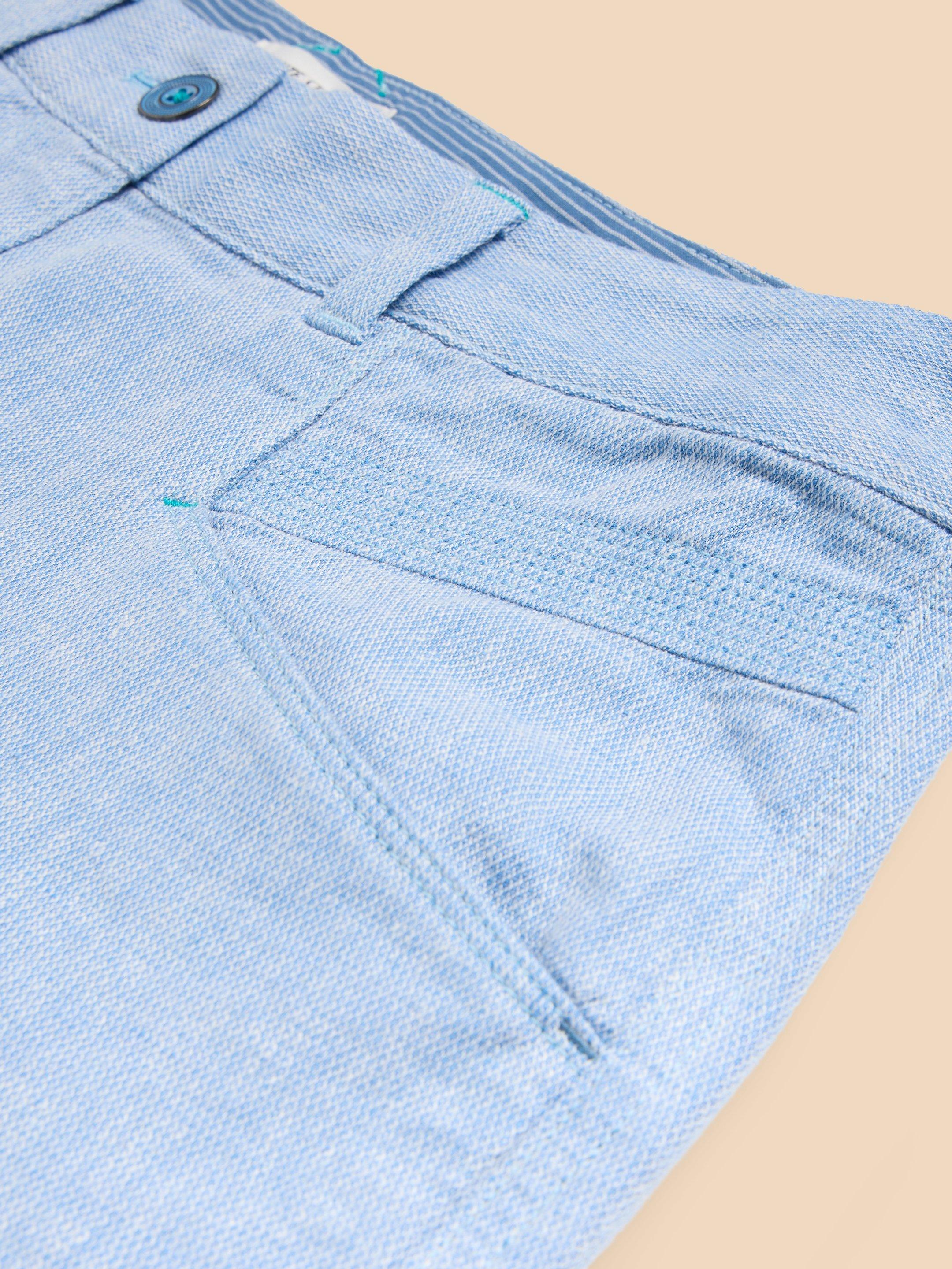Harper Linen Blend Trouser in CHAMB BLUE - FLAT DETAIL