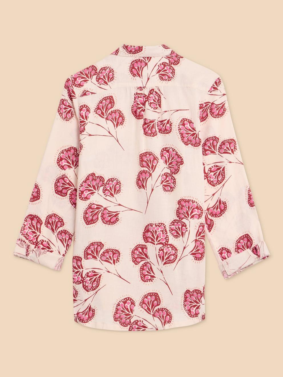 SOPHIE PRINTED ORGANIC SHIRT in IVORY PR - FLAT BACK