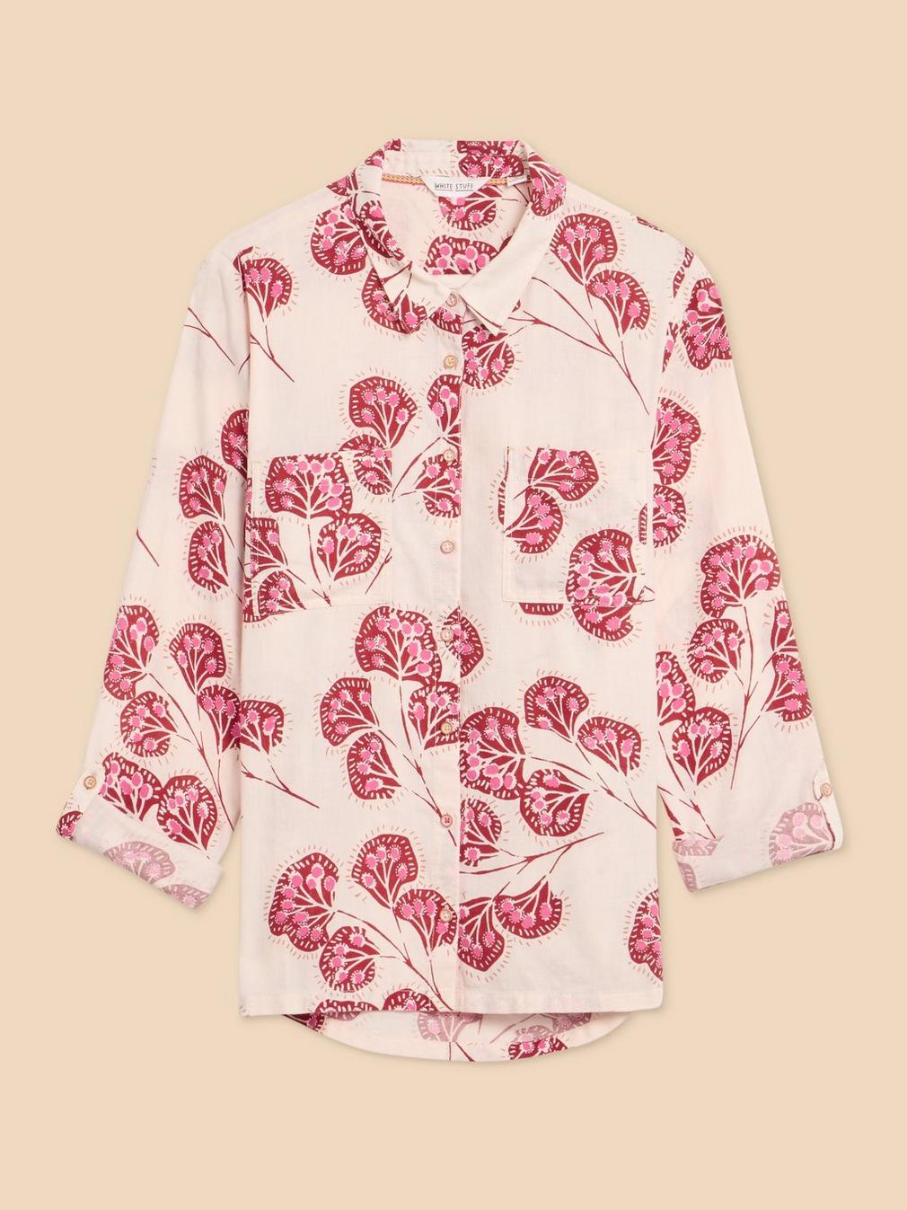 SOPHIE PRINTED ORGANIC SHIRT in IVORY PR - FLAT FRONT