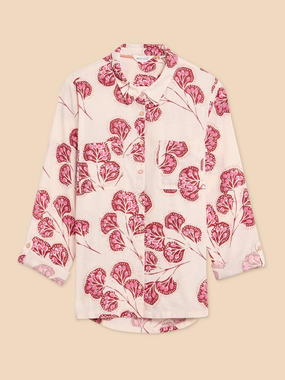 SOPHIE PRINTED ORGANIC SHIRT in IVORY PR - FLAT FRONT