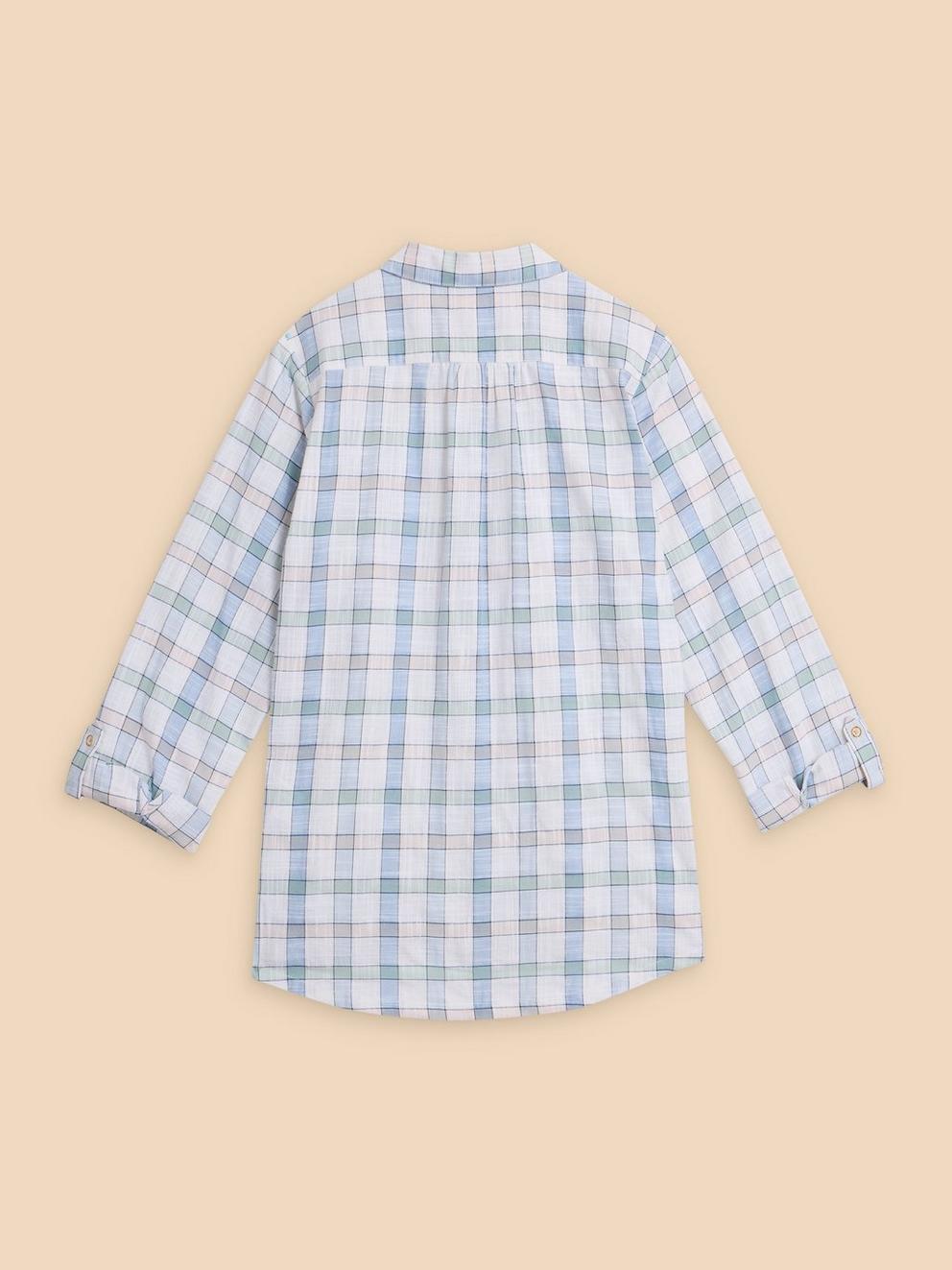 Sophie Organic Check Shirt in IVORY MLT - FLAT BACK