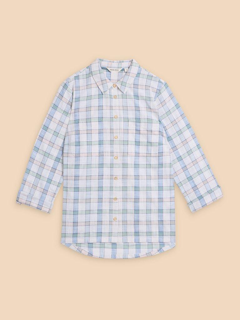 Sophie Organic Check Shirt in IVORY MLT - FLAT FRONT