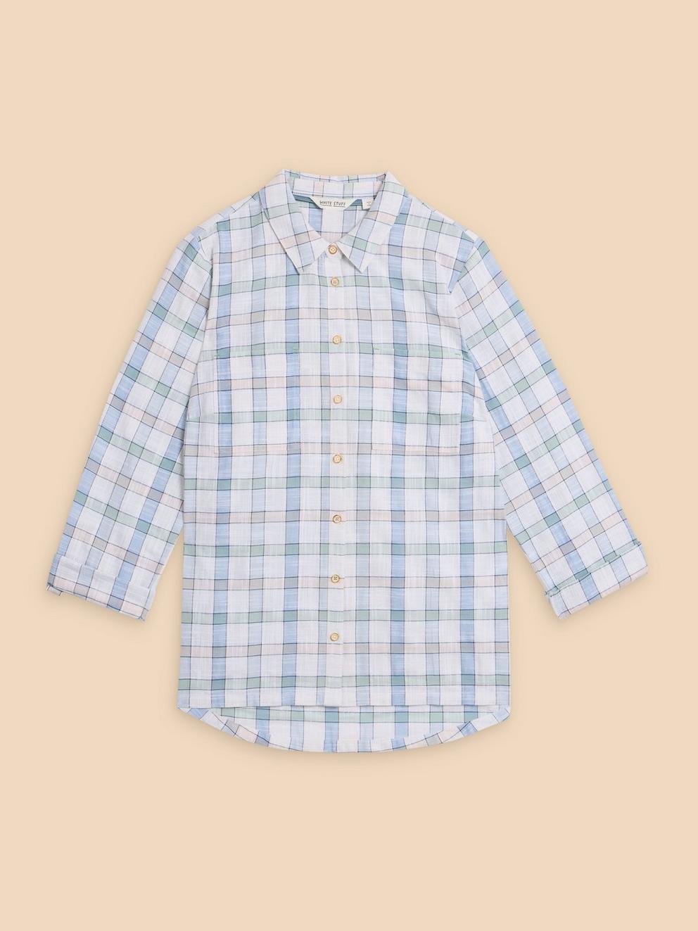 Sophie Organic Check Shirt in IVORY MLT - FLAT FRONT