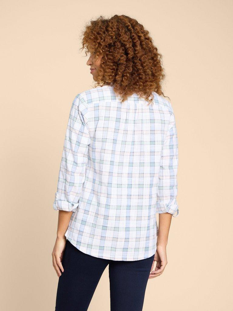 Sophie Organic Check Shirt in IVORY MLT - MODEL BACK