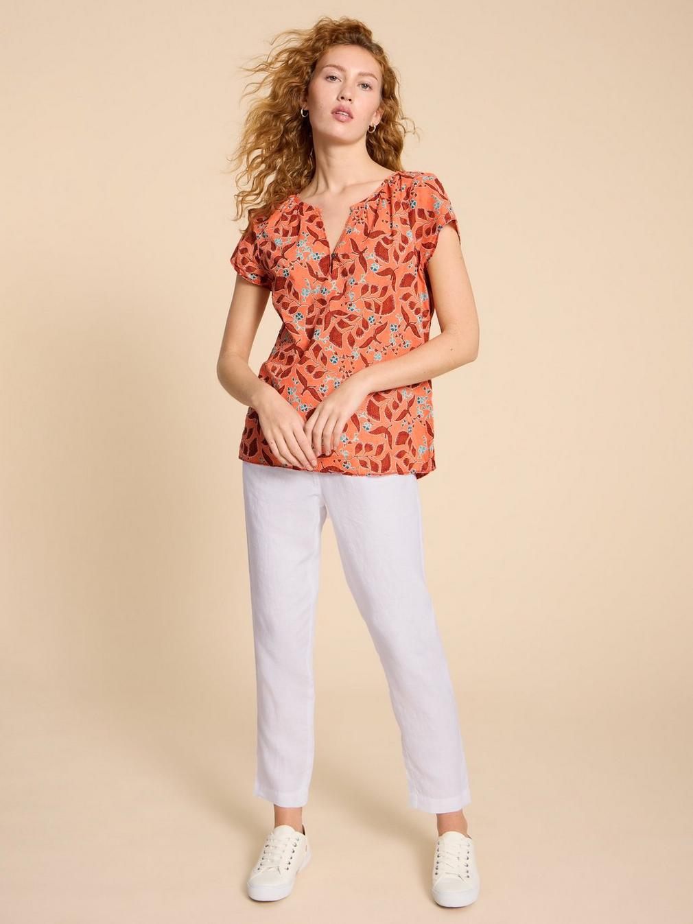 Keri Cotton Organic Top in PINK MLT - LIFESTYLE