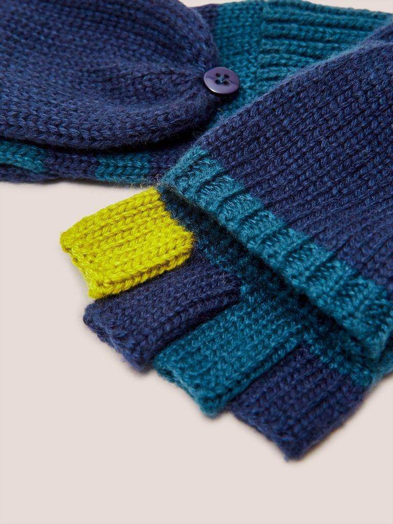 Knitted Flip Mitt in NAVY MULTI - FLAT DETAIL