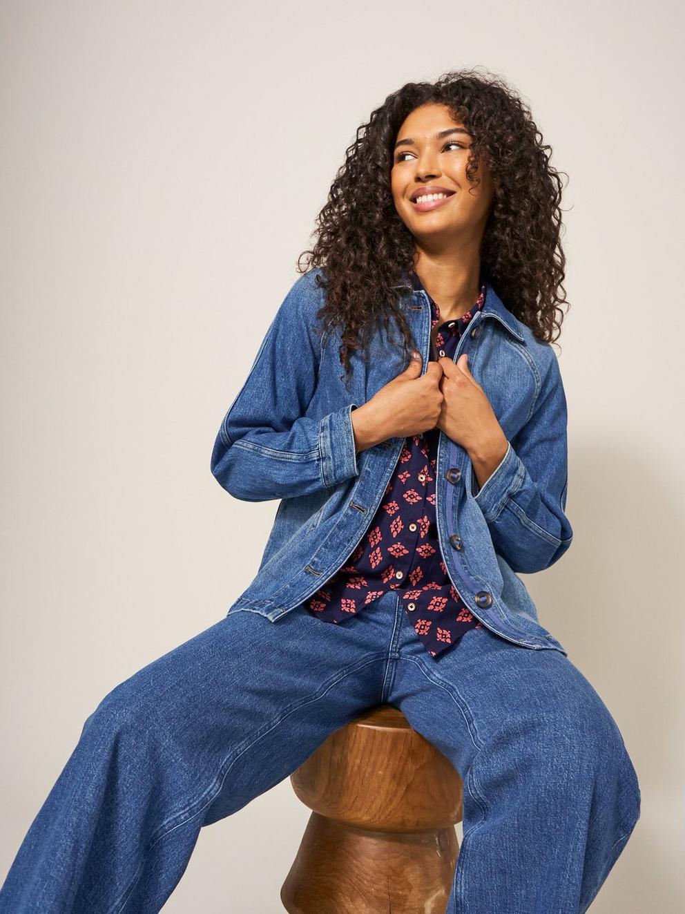 Eden Denim Jacket in MID DENIM - LIFESTYLE