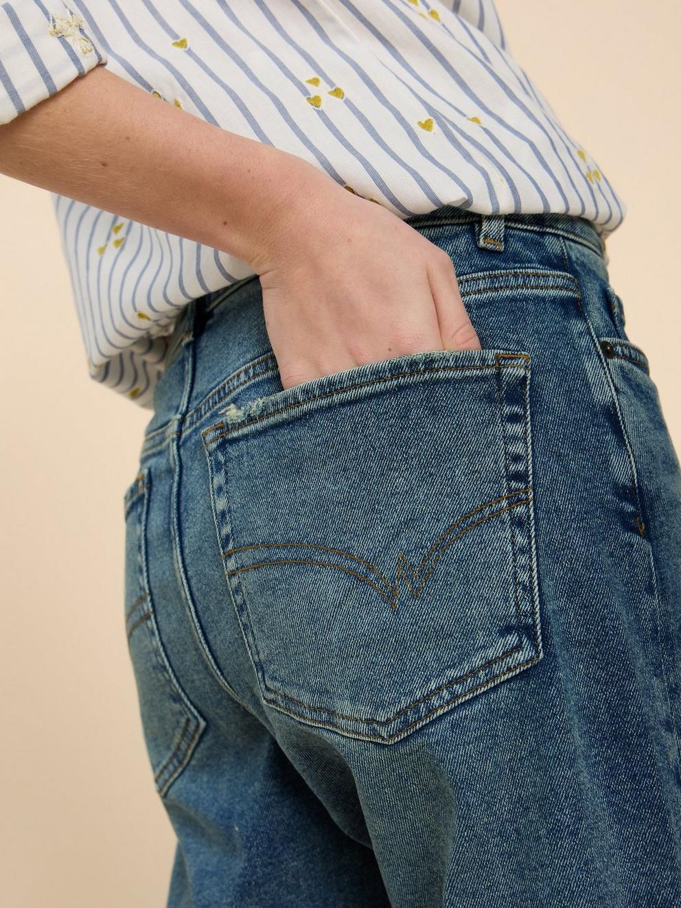 Tilly Tapered Full Length Jean in MID DENIM - MODEL FRONT
