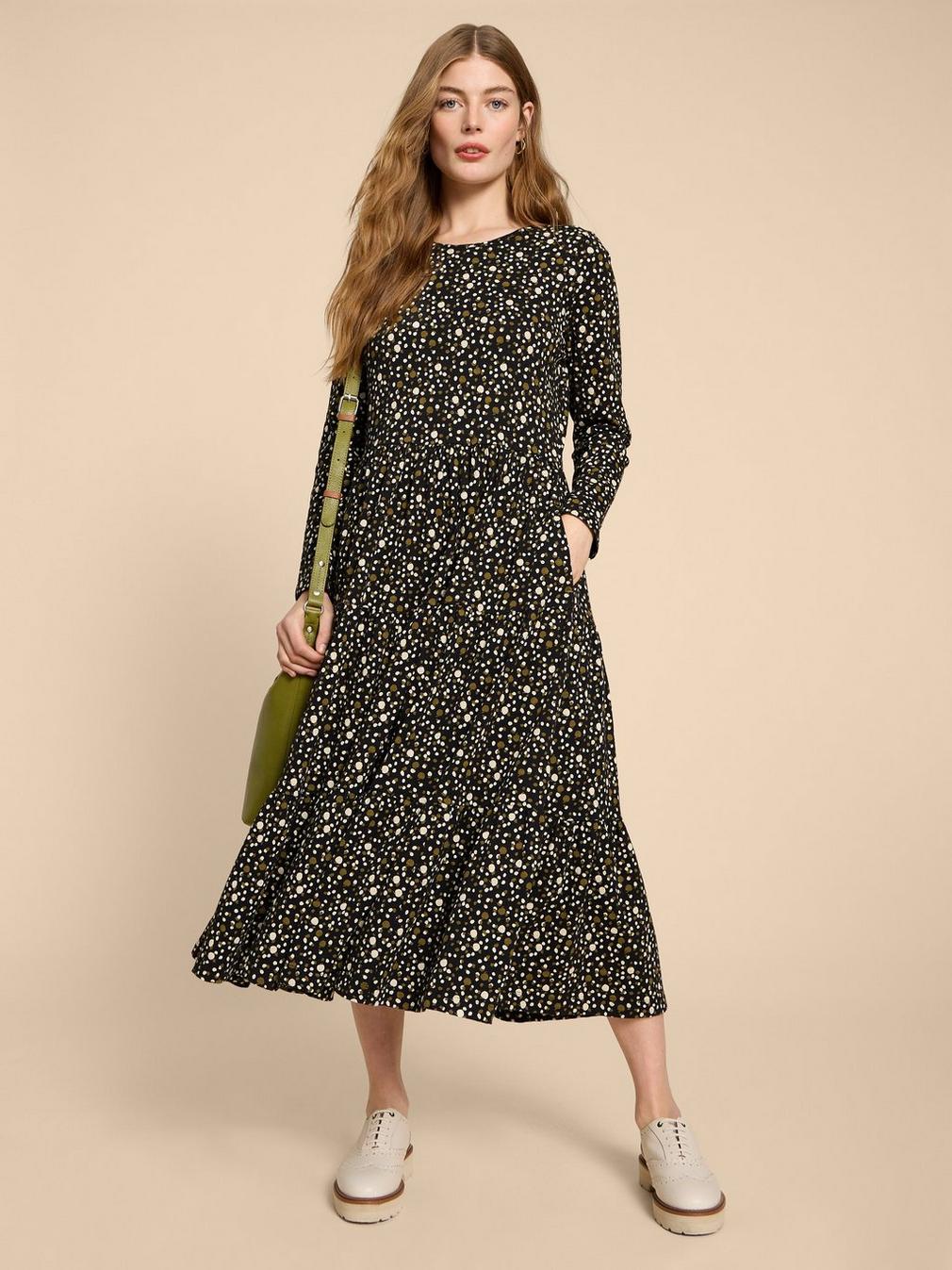 Poppy Jersey Midi Dress in BLK MLT - LIFESTYLE