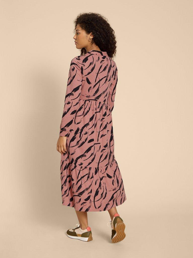 Karina Jersey Shirt Dress in PINK PR - MODEL BACK