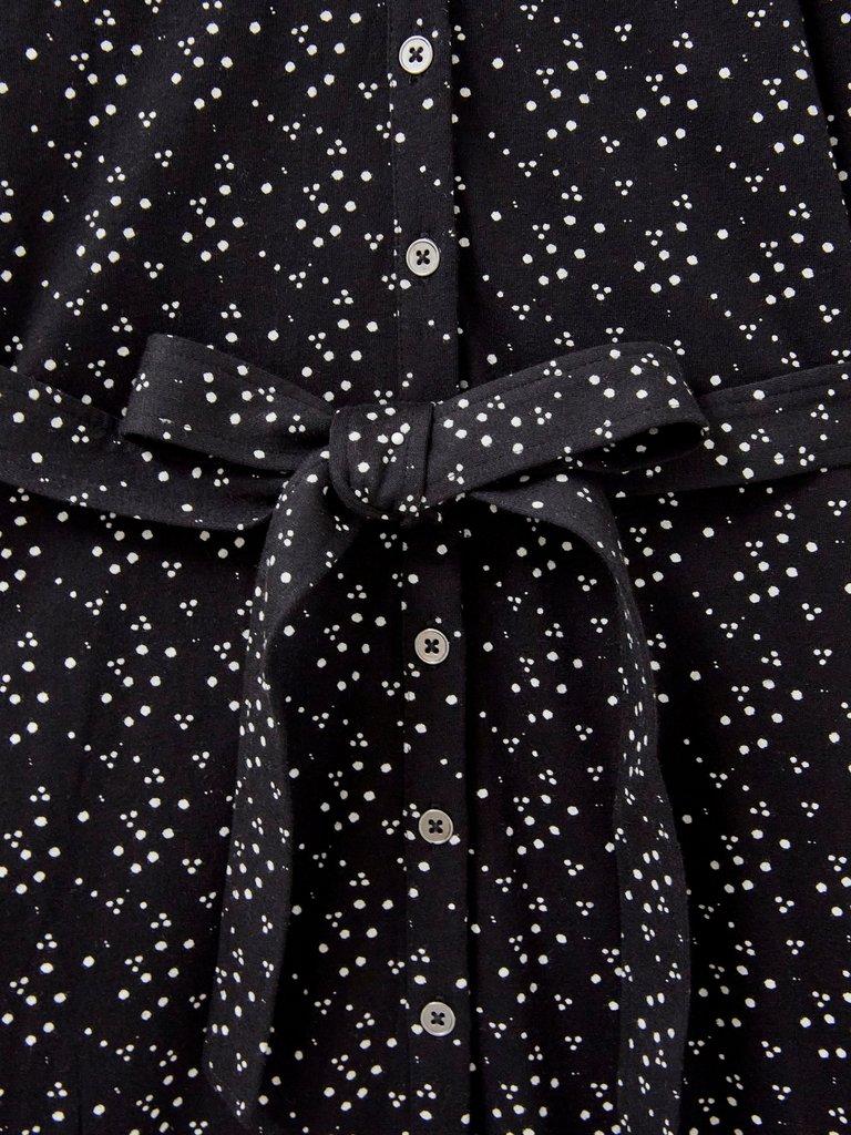 Annie Jersey Shirt Dress in BLK MLT - FLAT DETAIL