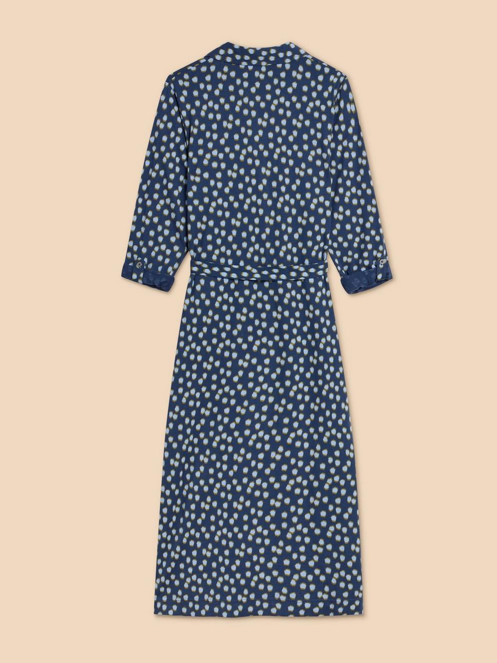 Annie Jersey Shirt Dress in NAVY PR - FLAT BACK