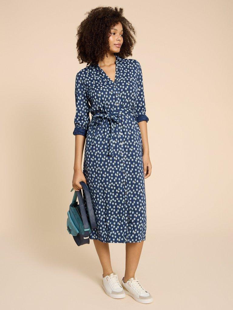 Annie Jersey Shirt Dress in NAVY PR - LIFESTYLE