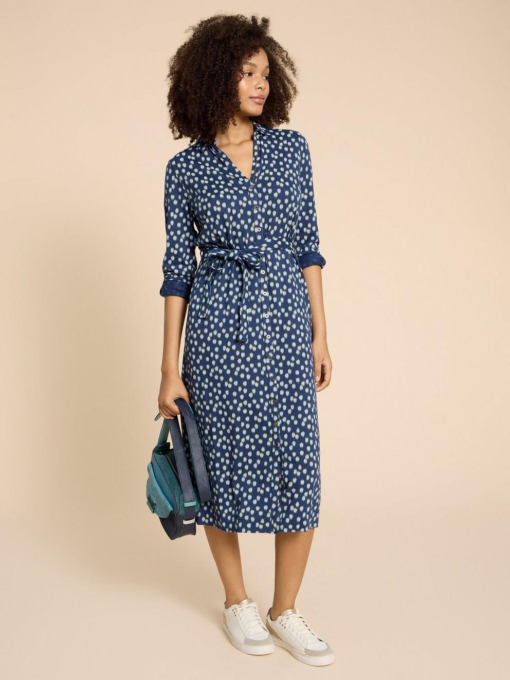 Annie Jersey Shirt Dress in NAVY PR - LIFESTYLE