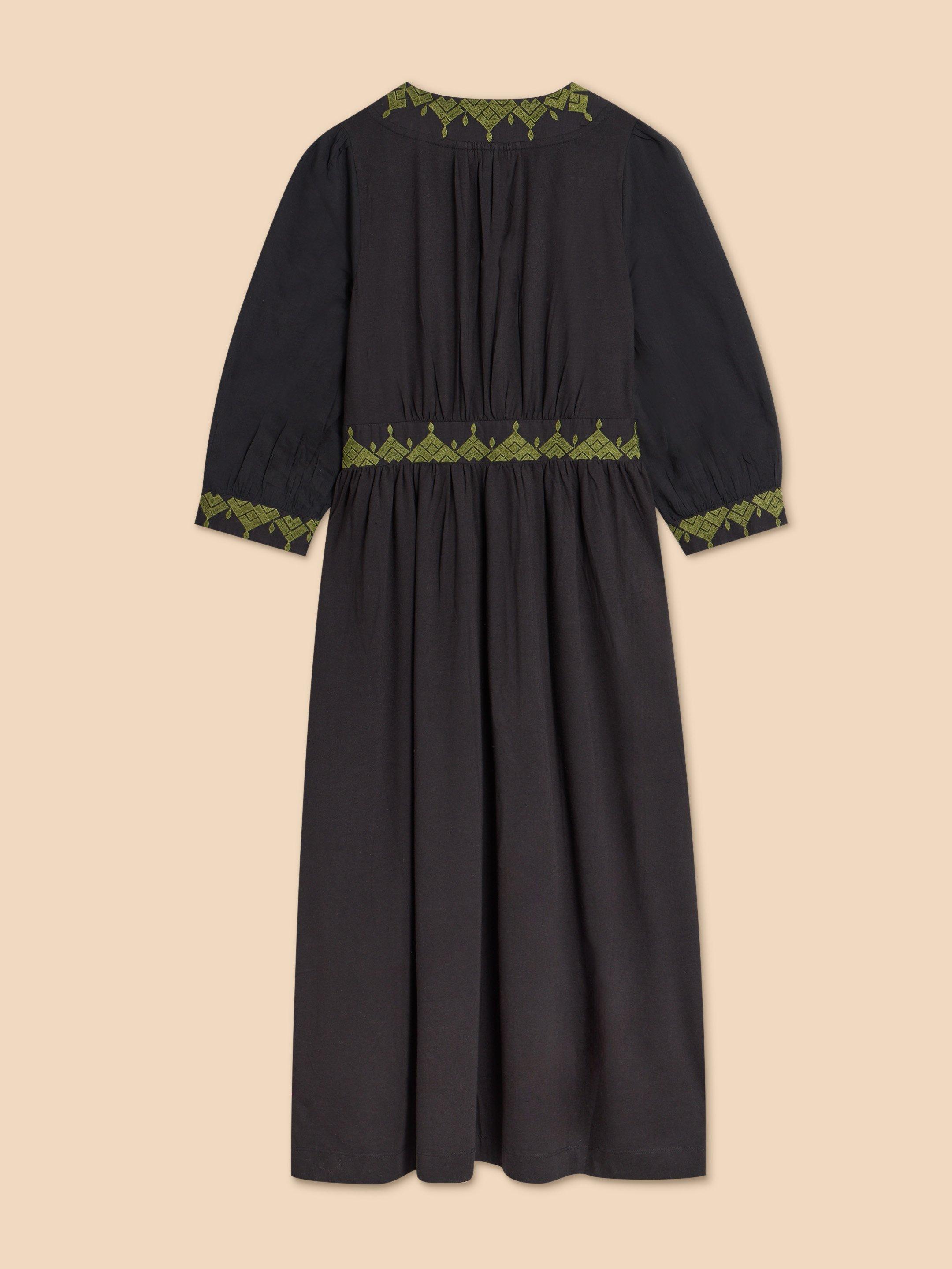 Emery Embroidered Jersey Dress in BLK MLT - FLAT BACK
