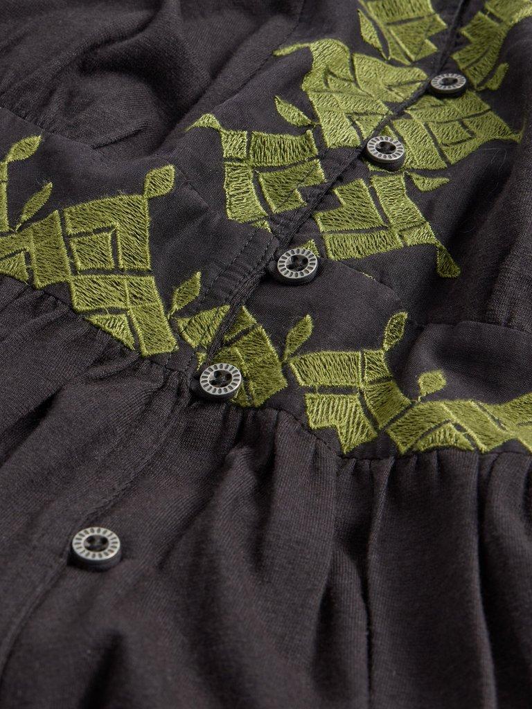 Emery Embroidered Jersey Dress in BLK MLT - FLAT DETAIL