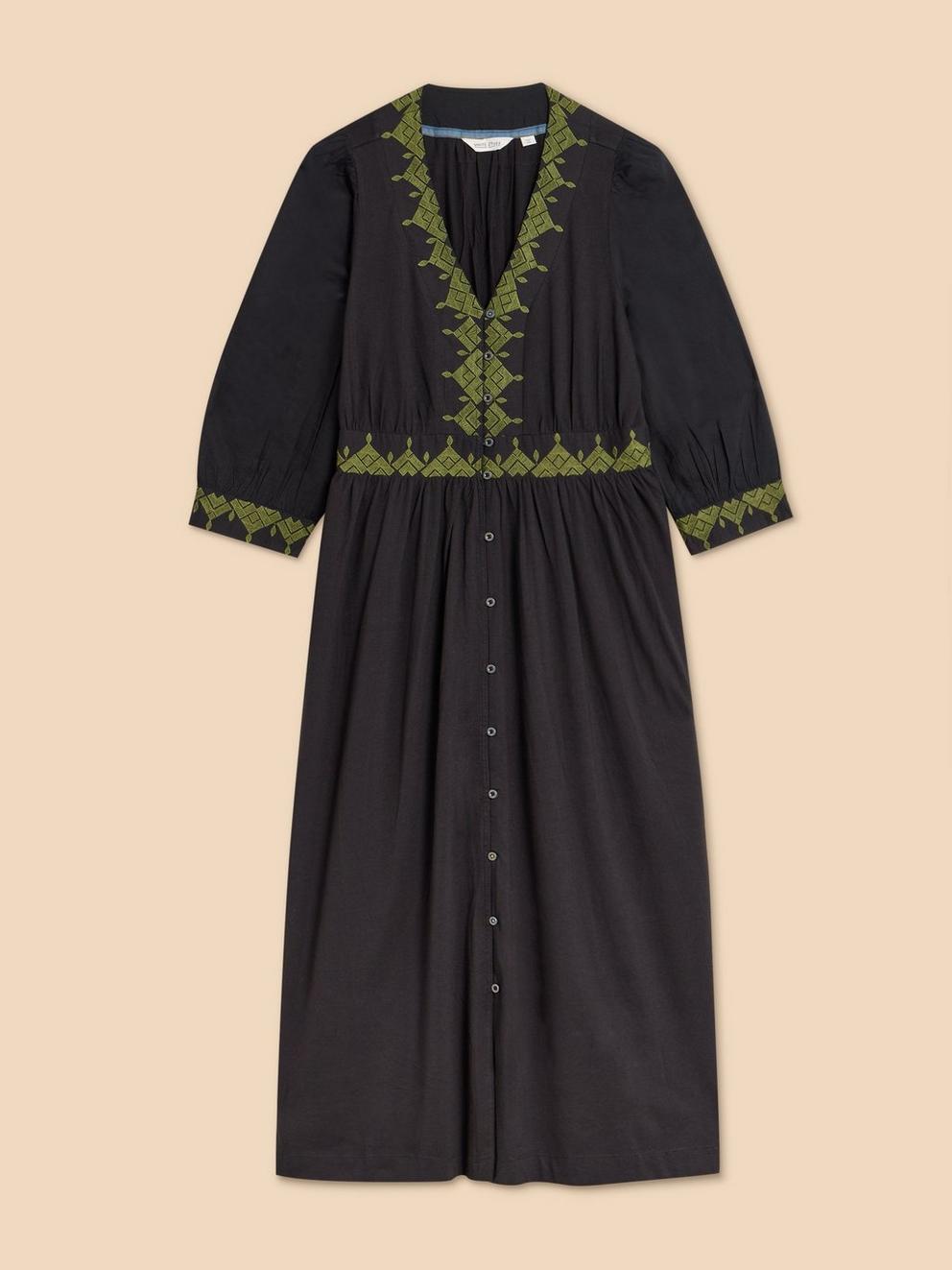 Emery Embroidered Jersey Dress in BLK MLT - FLAT FRONT