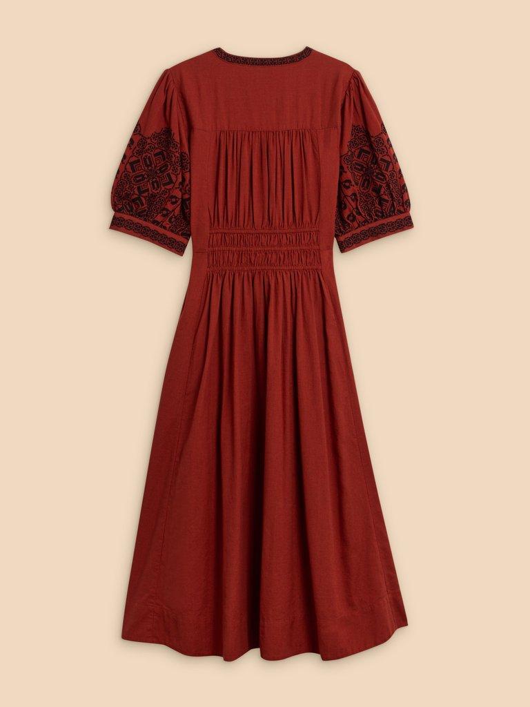 Celeste Embroidered Dress in RED MLT - FLAT BACK