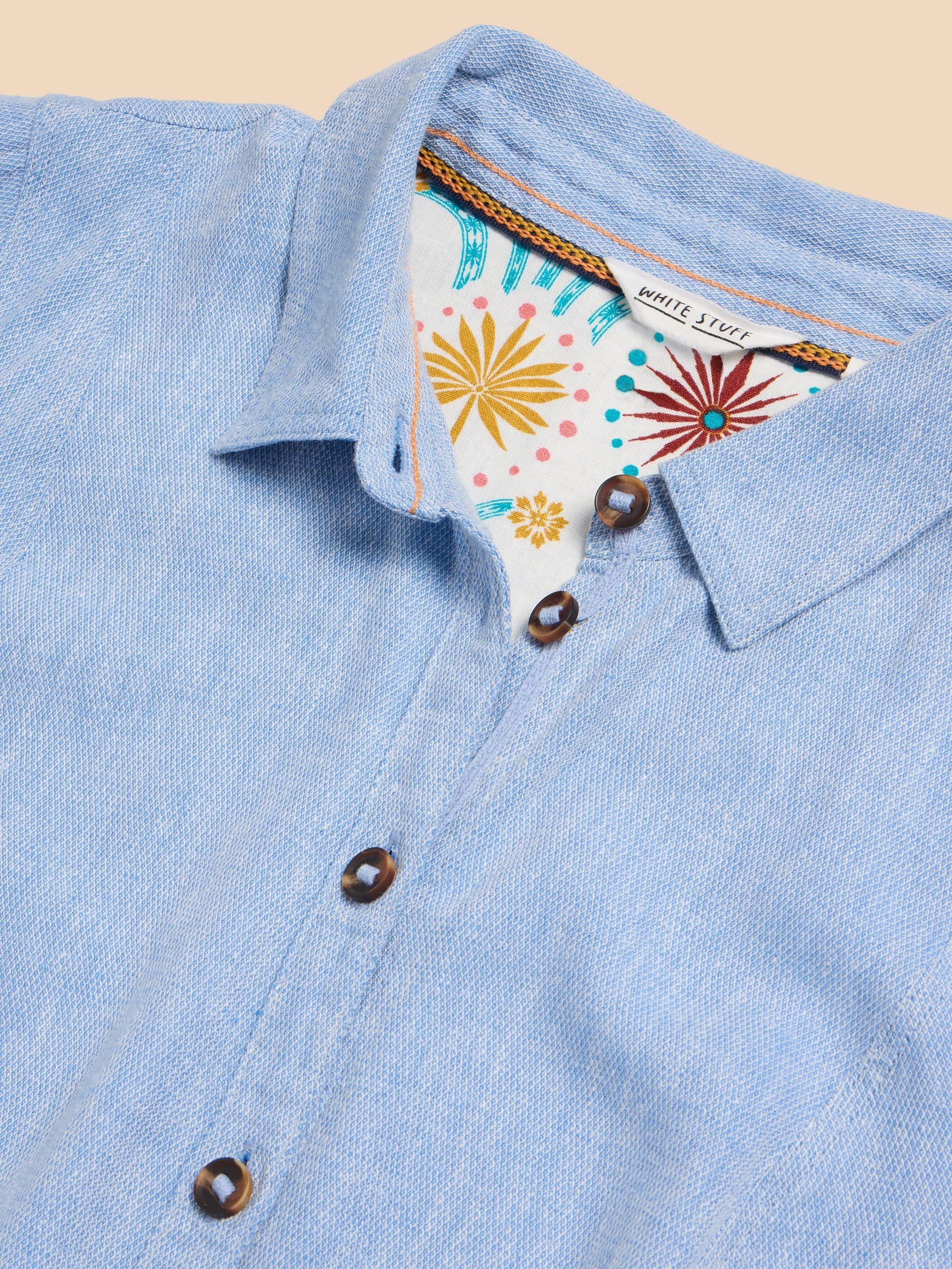 Hayden Linen Blend Shirt Dress in CHAMB BLUE - FLAT DETAIL