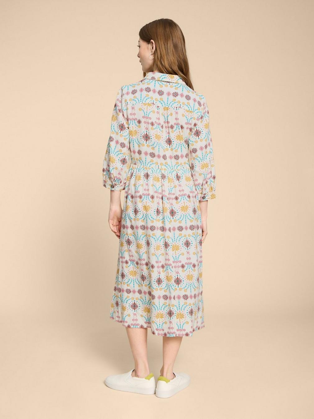 Hayden Linen Blend Shirt Dress in NAT PR - MODEL BACK