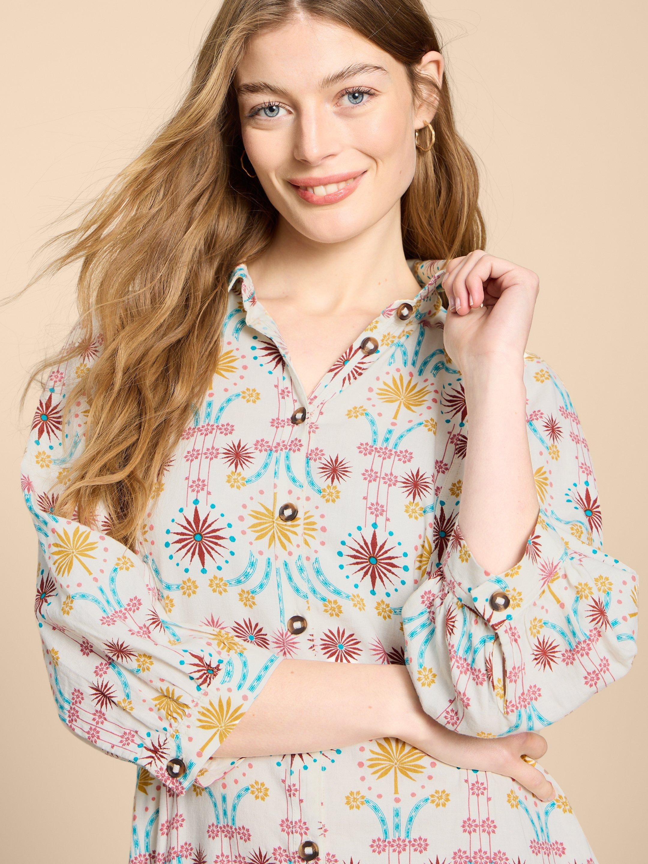 Hayden Linen Blend Shirt Dress in NAT PR - MODEL DETAIL
