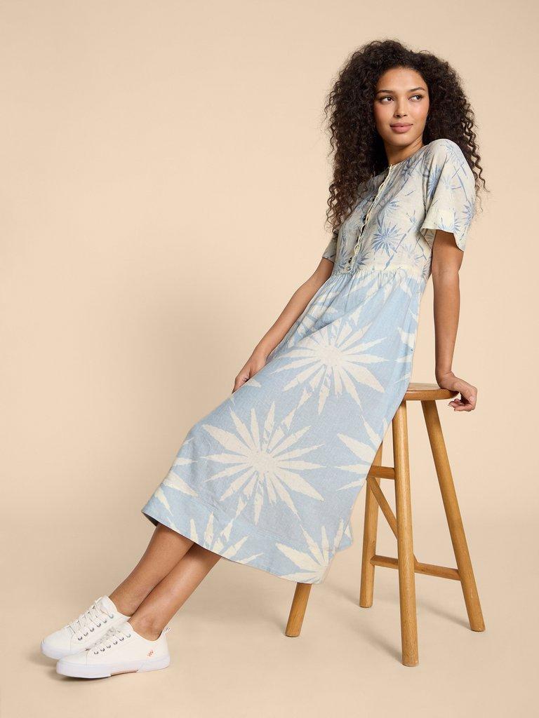 Linen blend shop midi dress