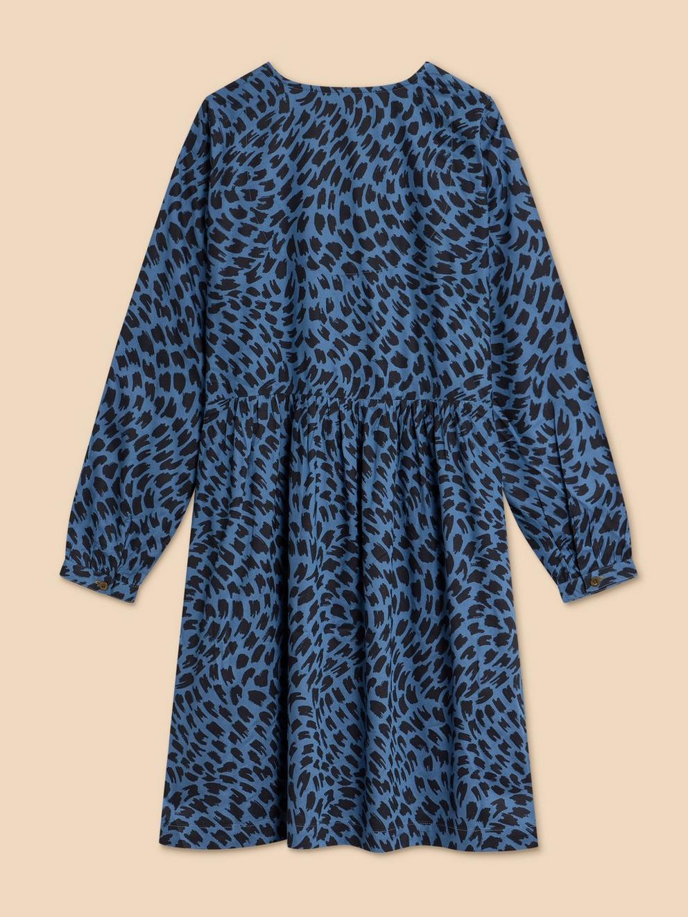 Penelope Eco Vero Print Dress in BLUE PR - FLAT BACK