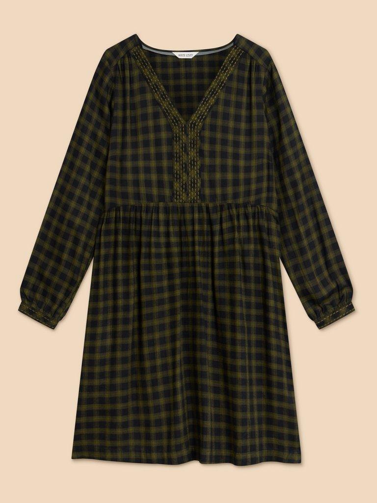 Penelope Print Eco Vero Dress in GREEN MLT - FLAT FRONT