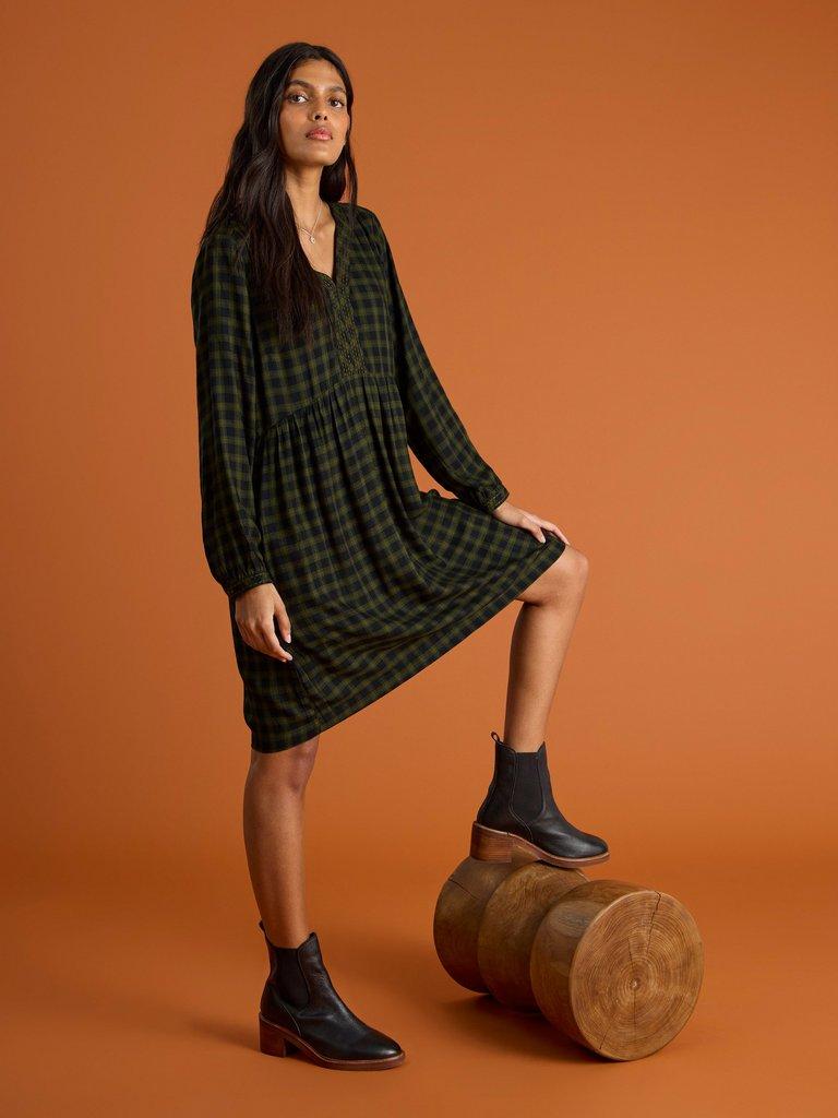 Penelope Print Eco Vero Dress in GREEN MULTI | White Stuff