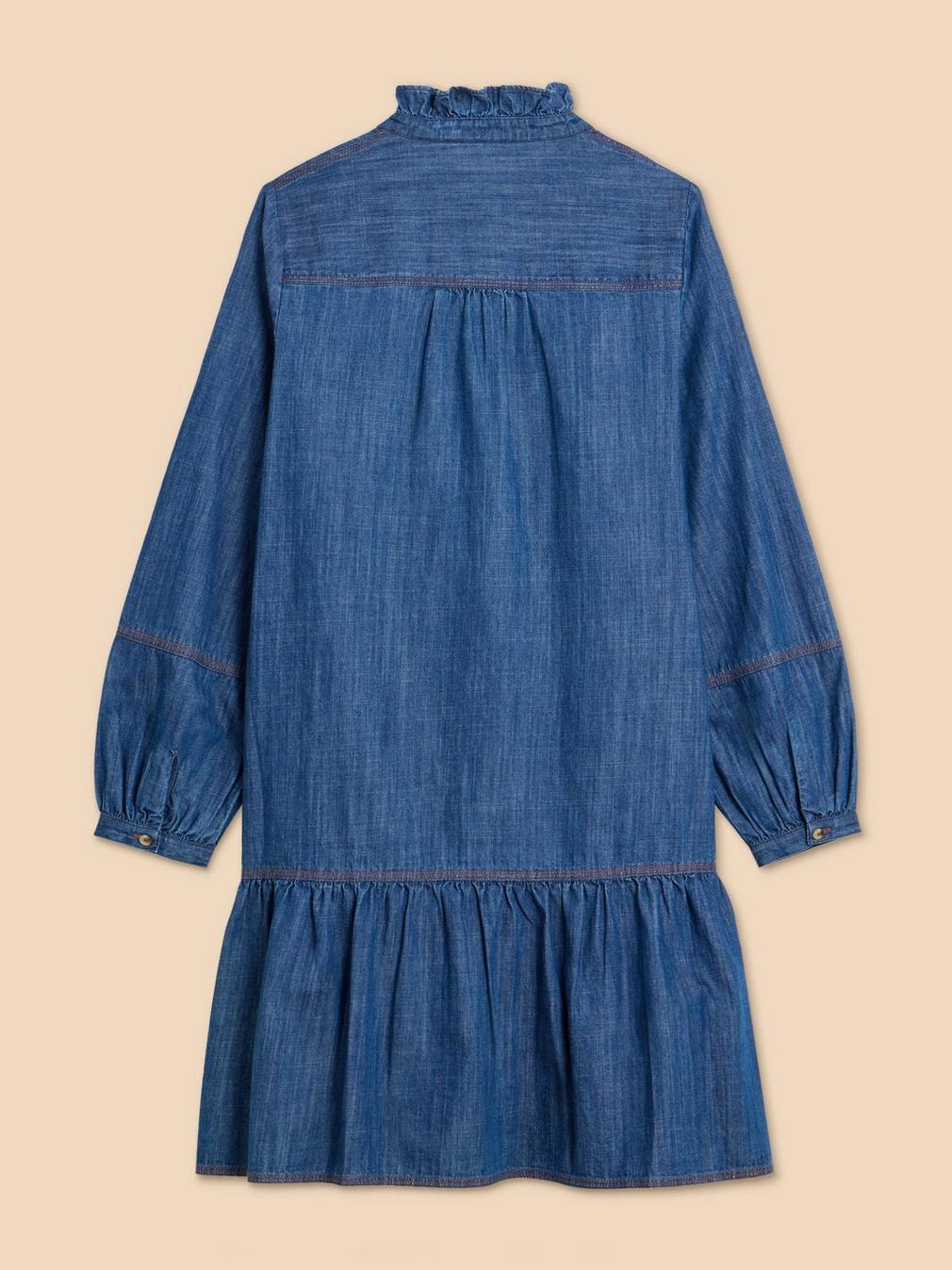 Maisie Denim Dress in MID DENIM - FLAT BACK