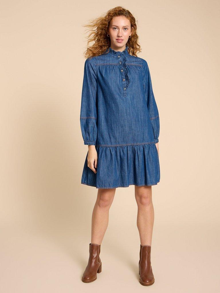 Maisie Denim Dress in MID DENIM White Stuff