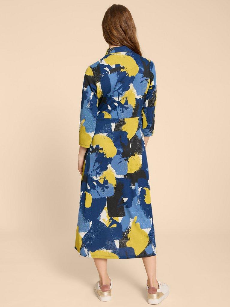 Rua Print Shirt Dress in BLUE PR - MODEL BACK