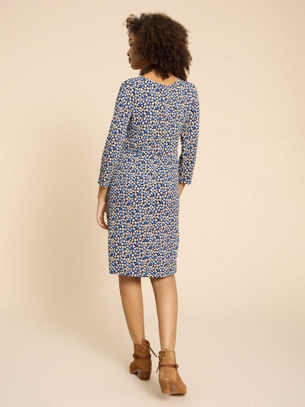 Tallie Printed Dress in BLUE PR - MODEL BACK