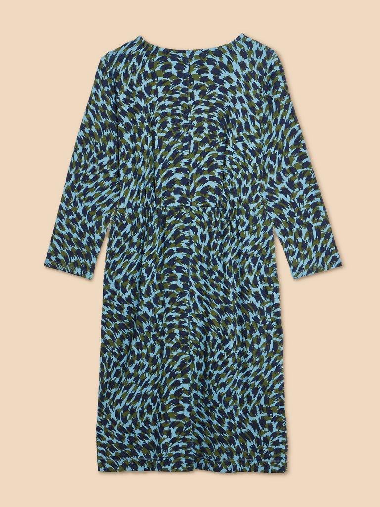 Tallie Printed Dress in TEAL PR - FLAT BACK