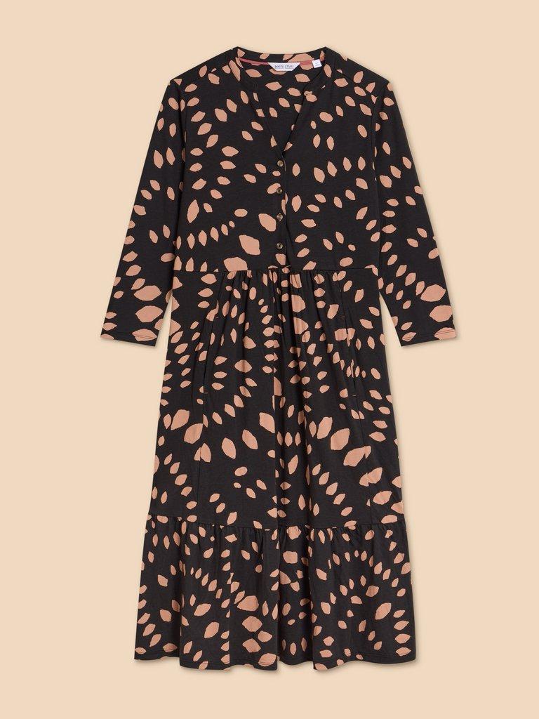 Naya Print Jersey Dress in BLK PR - FLAT FRONT