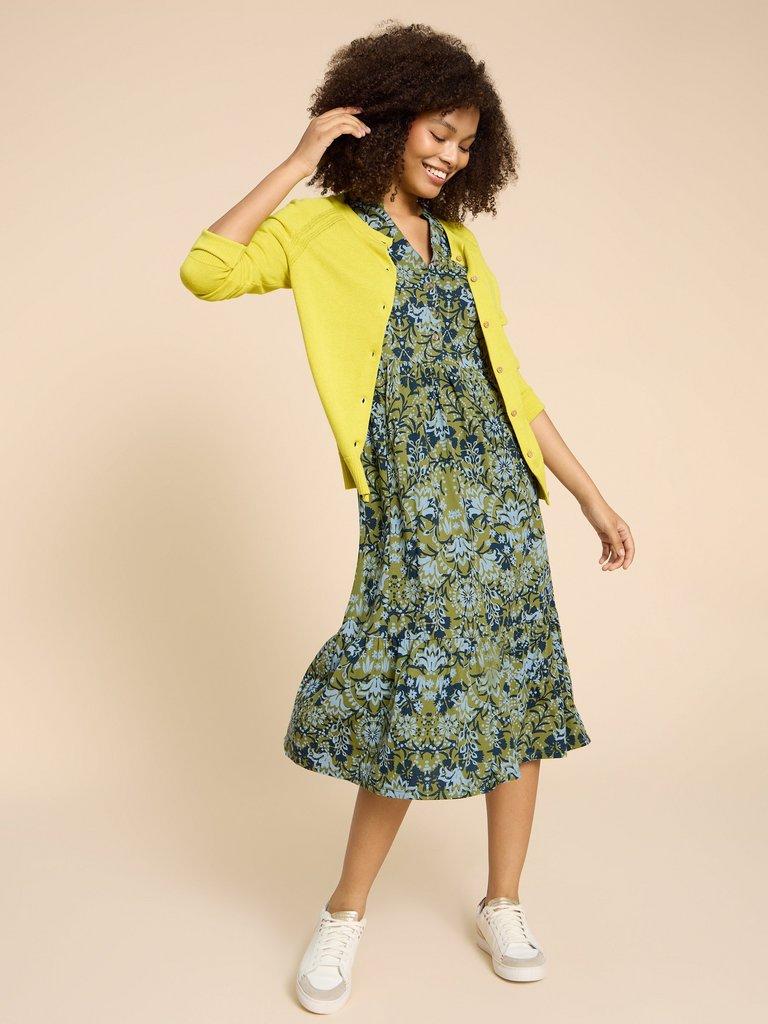 Naya Print Jersey Dress in GREEN PR - MODEL FRONT