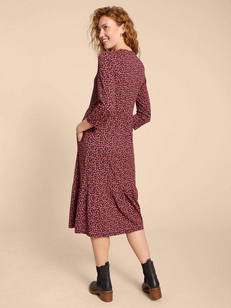 Naya Print Jersey Dress in PINK PR - MODEL BACK
