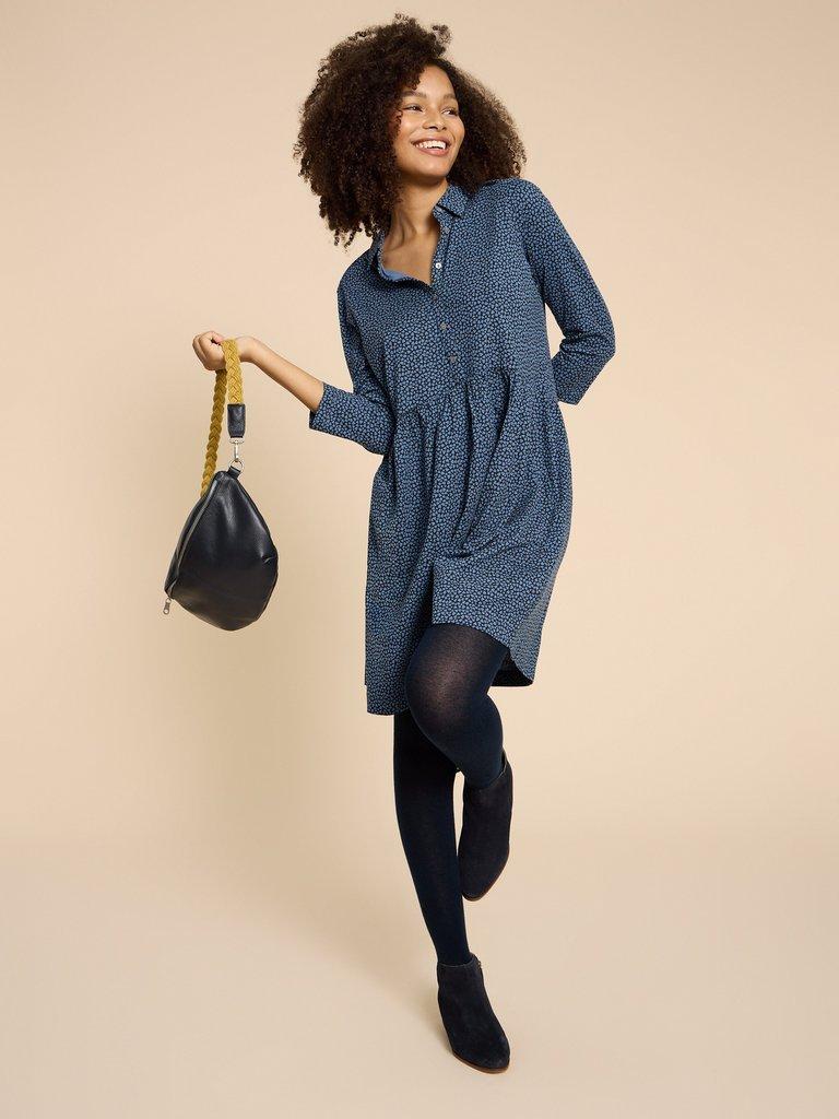 Everly Shirt Dress in BLUE PR - LIFESTYLE