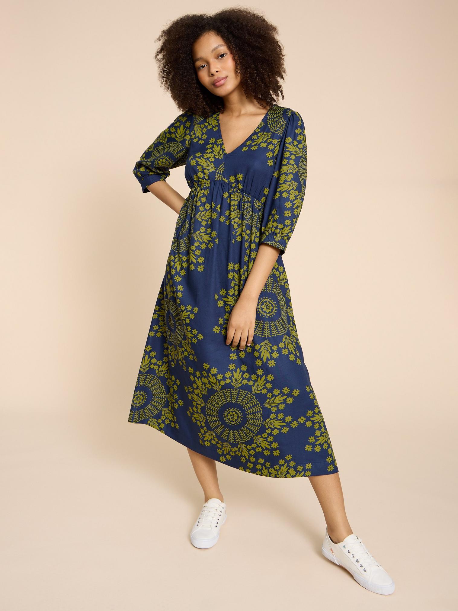 Lucy Eco Vero Dress in NAVY PRINT